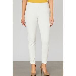 NWT 6 White pull on tech pants textured mid rise career casual comfort cigarette